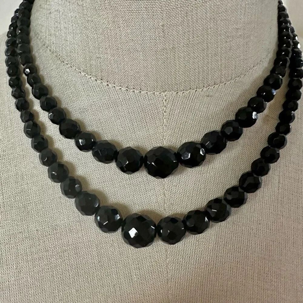Vintage glass beaded double strand necklace